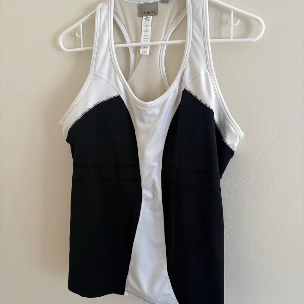 Athleta Women’s One X White Black Tank Top Sporty Fitness Gym